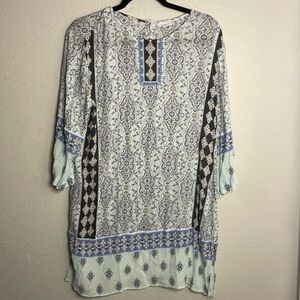 J Jill Light Cotton Gauze Flowy Tunic with Beautiful Pattern XL Petite